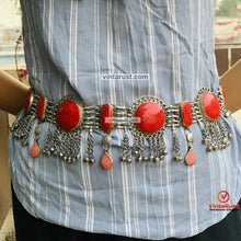 Load image into Gallery viewer, Vintage Coral Stone Belly Dance Belt, Afghan Belt