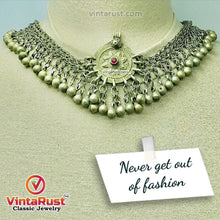 Load image into Gallery viewer, Silver Kuchi Bells Choker Necklace With Vintage Pendant