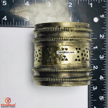 Load image into Gallery viewer, Vintage Kuchi Cuff Bracelet With Blue Glass Stones