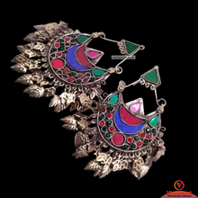 Load image into Gallery viewer, Kuchi Multicolor Glass Stones Antique Massive Earrings