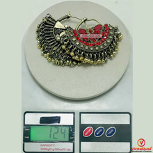 Load image into Gallery viewer, Vintage Hoop Red Glass Stone Earrings