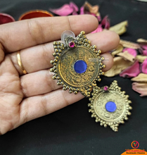 Load image into Gallery viewer, Handmade Gold Coins Earrings With Glass Stones