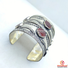 Load image into Gallery viewer, Kuchi Big Tribal Stones Cuff Bracelet