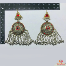 Load image into Gallery viewer, Tribal Oversized Glass Stones Earrings
