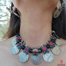 Load image into Gallery viewer, Vintage Coins Antique With Glass Stones jewelry set