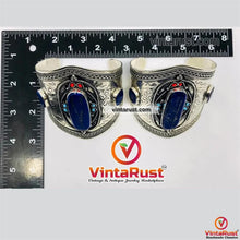 Load image into Gallery viewer, Blue Lapis Stone Cuff Bracelet With Beads