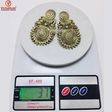 Load image into Gallery viewer, Vintage Massive Golden Tone Tribal Earrings