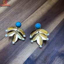 Load image into Gallery viewer, Floral Turquoise Handmade Earrings