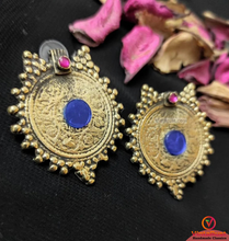 Load image into Gallery viewer, Handmade Gold Coins Earrings With Glass Stones
