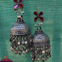 Load image into Gallery viewer, Dangling Earrings with Glass Stones and Bells