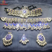 Load image into Gallery viewer, Blue Glass Stones Ethnic jewellery Set