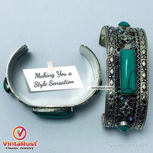 Load image into Gallery viewer, Tribal Kuchi Handcuff Bracelet With Stones and Beads