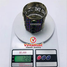 Load image into Gallery viewer, Vintage Gypsy Cuff Bracelet With Big Glass Stones