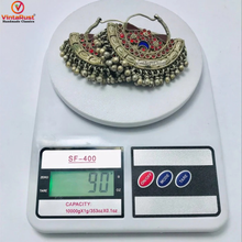 Load image into Gallery viewer, Handmade Vintage Red and Blue Hoop Earrings