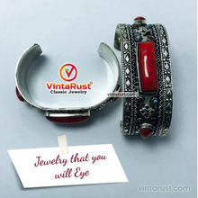 Load image into Gallery viewer, Tribal Kuchi Handcuff Bracelet With Stones and Beads