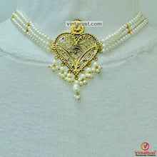 Load image into Gallery viewer, Pearls Beaded Motif Choker Necklace With Earrings Jewelry Set