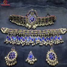 Load image into Gallery viewer, Blue Glass Stones Ethnic jewellery Set