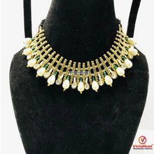 Load image into Gallery viewer, Handmade Tribal Metal Choker Necklace with Pearls