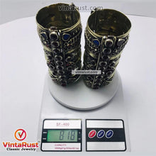 Load image into Gallery viewer, Big Massive Antique Cuff Bracelet With Glass Stones
