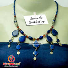 Load image into Gallery viewer, Stylish Lapis Lazuli Stone Necklace with Beaded Chain