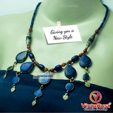 Load image into Gallery viewer, Stylish Lapis Lazuli Stone Necklace with Beaded Chain