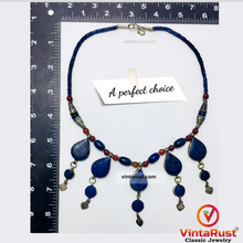 Load image into Gallery viewer, Stylish Lapis Lazuli Stone Necklace with Beaded Chain
