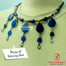 Load image into Gallery viewer, Stylish Lapis Lazuli Stone Necklace with Beaded Chain