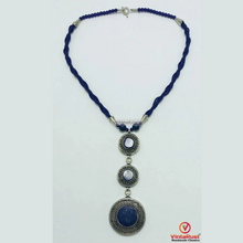 Load image into Gallery viewer, Lapis Blue Stone Silver Pendant Necklace