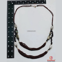 Load image into Gallery viewer, Maroon Beads and Stones Necklace