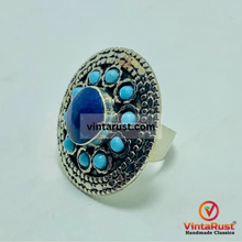 Load image into Gallery viewer, Kuchi Tribal Nomad Ring with Lapis Lazuli