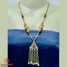 Load image into Gallery viewer, Vintage Kuchi Pendant Necklace With Beaded Chain