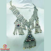 Load image into Gallery viewer, Tribal Silver Kuchi Necklace With Dangling Pendants