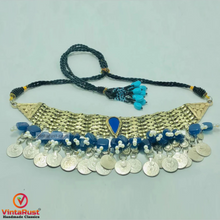 Load image into Gallery viewer, Blue Vintage Statement Coins Choker Necklace