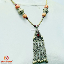Load image into Gallery viewer, Vintage Kuchi Pendant Necklace With Beaded Chain