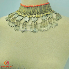 Load image into Gallery viewer, Rustic Choker Necklace with Golden Metal Motifs and Vintage Coins