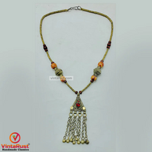 Load image into Gallery viewer, Vintage Kuchi Pendant Necklace With Beaded Chain
