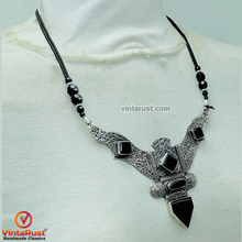 Load image into Gallery viewer, Antique Black Nepalese Triangular Pendant Necklace