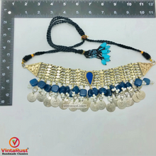 Load image into Gallery viewer, Blue Vintage Statement Coins Choker Necklace