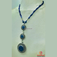Load image into Gallery viewer, Lapis Blue Stone Silver Pendant Necklace