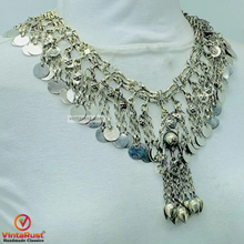 Load image into Gallery viewer, Silver Gypsy Kuchi Necklace With Vintage Coins