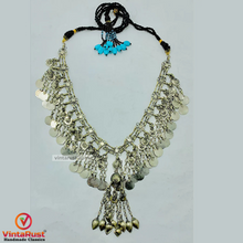Load image into Gallery viewer, Silver Gypsy Kuchi Necklace With Vintage Coins