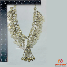 Load image into Gallery viewer, Silver Gypsy Kuchi Necklace With Vintage Coins