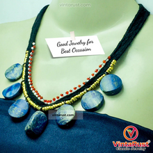 Load image into Gallery viewer, Tribal Choker Necklace With Dangling Lapis Lazuli Stones