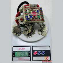 Load image into Gallery viewer, Green and Red Beaded Necklace With Vintage Coins