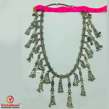 Load image into Gallery viewer, Silver Vintage Necklace with Red Glass Stones