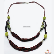 Load image into Gallery viewer, Maroon Beads and Stones Necklace