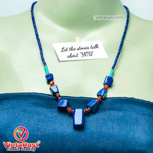 Load image into Gallery viewer, Lapis Lazuli Stone Necklace With Beaded Chain