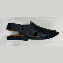 Load image into Gallery viewer, Handmade Black Textured Peshawari Chappal