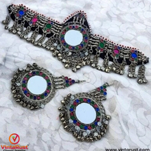 Load image into Gallery viewer, Tribal Vintage Headpiece Matha Patti and Earring Jewelry Set