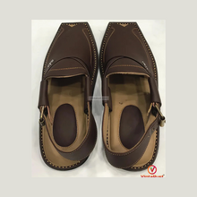 Load image into Gallery viewer, Dark Brown Leather Peshawari Chappal